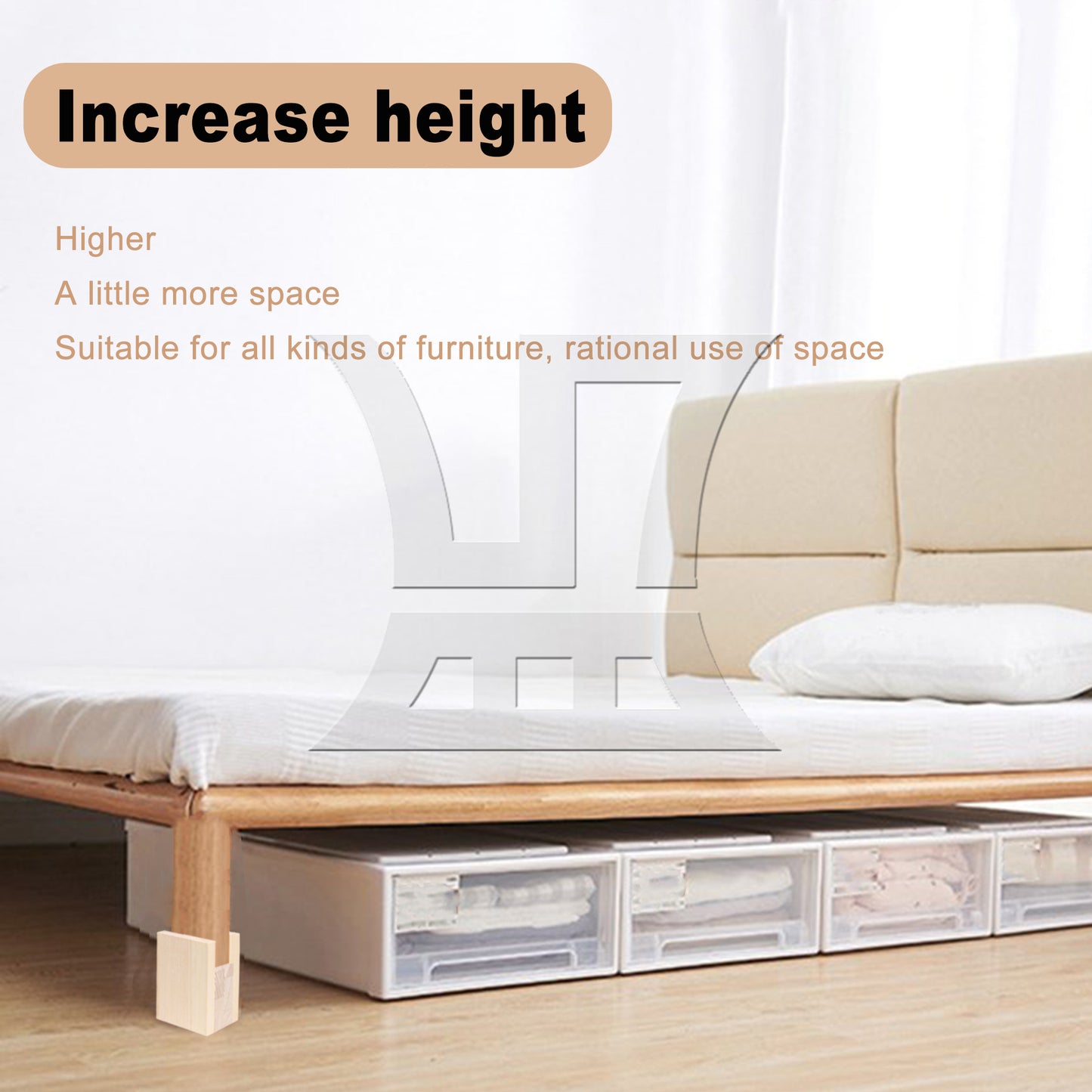 BQLZR 4cm Groove Wood Cube Furniture Lifter Bed Sofa Table Riser Height 5cm