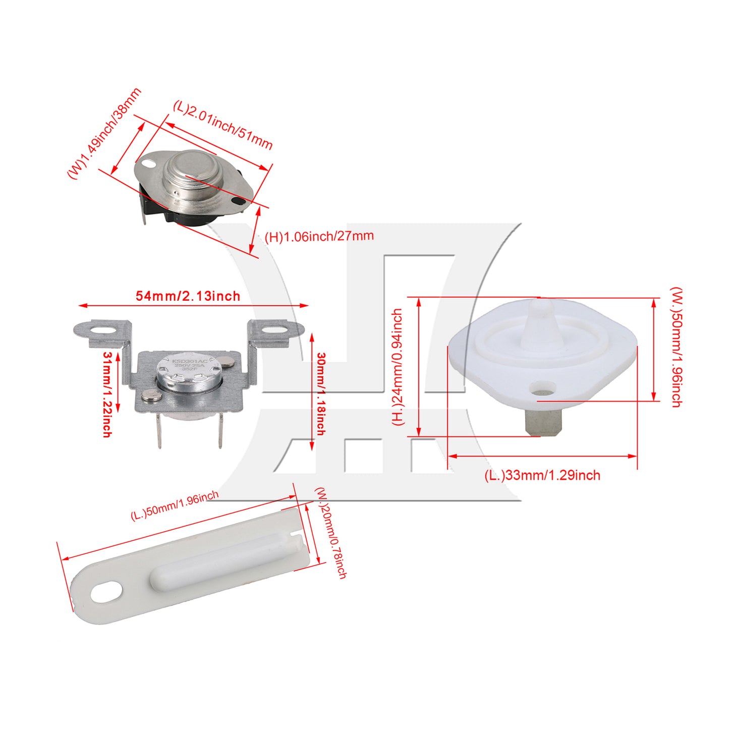 BQLZR Dryer Thermal Fuse Kit 279973 + WP3392519 Fuse + 8577274 Thermistor DIY Parts