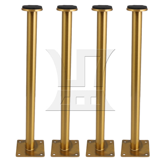 BQLZR 4pcs 6x30cm Sofa Cabinet Bed Round Metal Furniture Legs Feet Adjust 2cm Golden