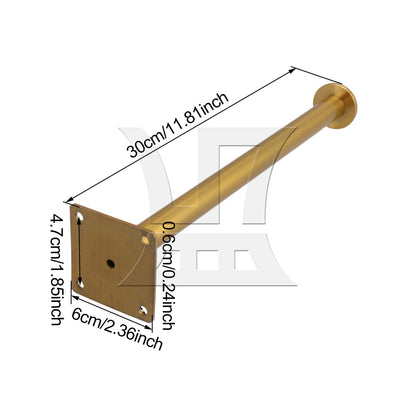 BQLZR 4pcs 6x30cm Sofa Cabinet Bed Round Metal Furniture Legs Feet Adjust 2cm Golden