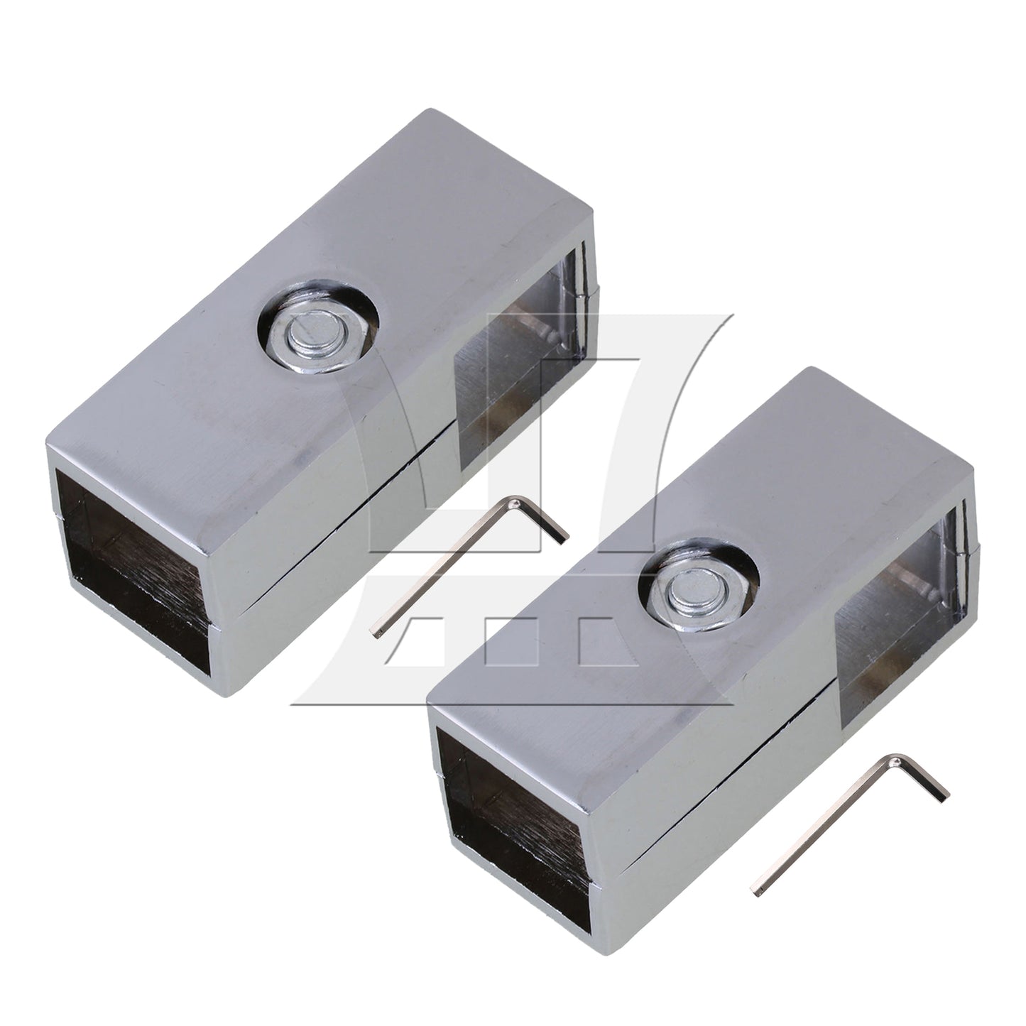 BQLZR Silver Square Tube Connector 2 Way Clamp Drying Rack Fitting for 25mm Pipe