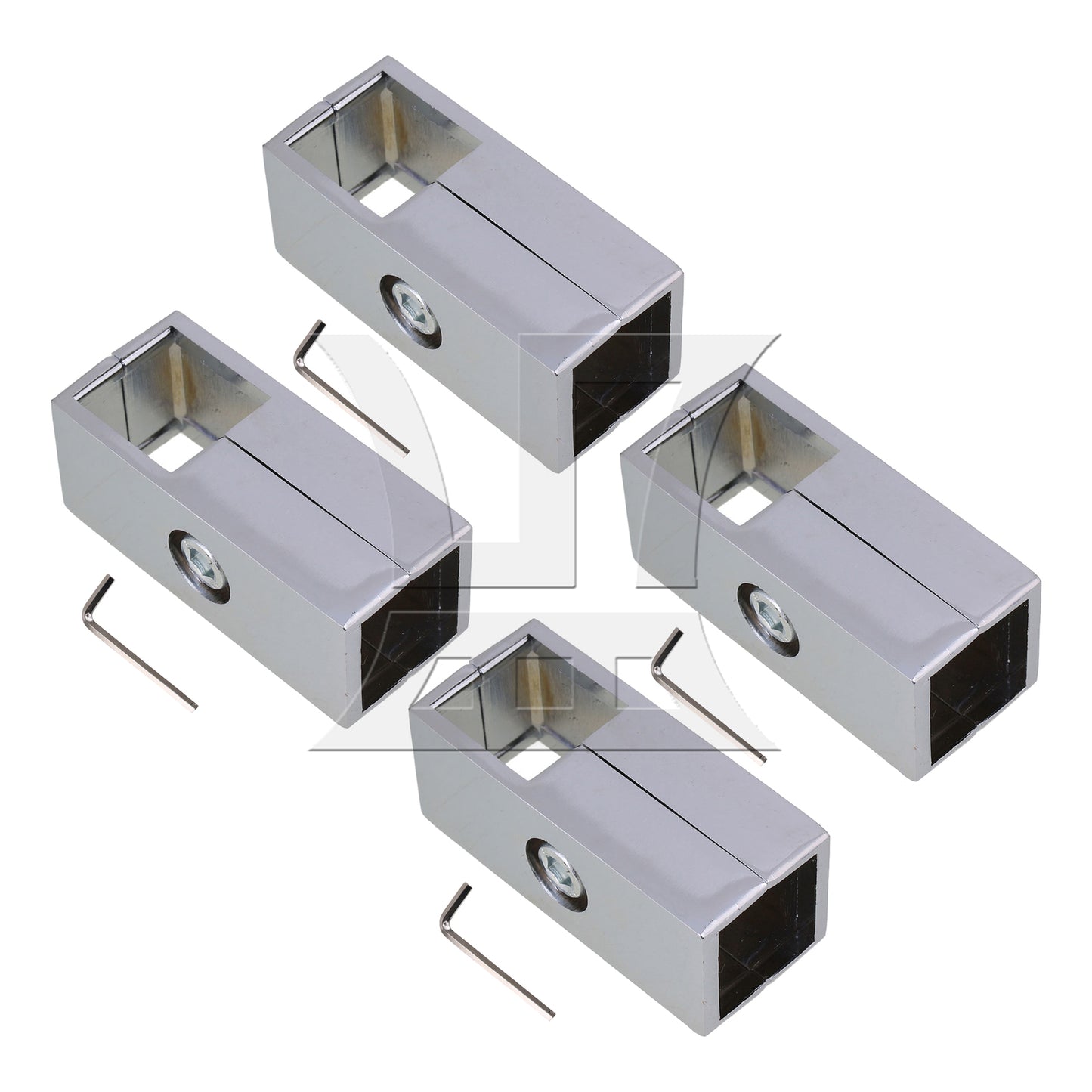 BQLZR Silver Square Tube Connector 2 Way Clamp Drying Rack Fitting for 25mm Pipe