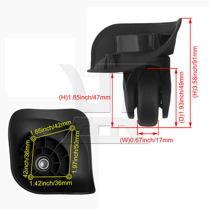 BQLZR Left Luggage Mute Wheels Black W041-L with Dual-purpose Screwdrivers