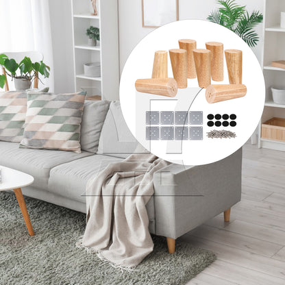 BQLZR 8Pcs Solid Wood Color Furniture Leg 4.72x2.28x1.49inch & Plate & Screw & Pad