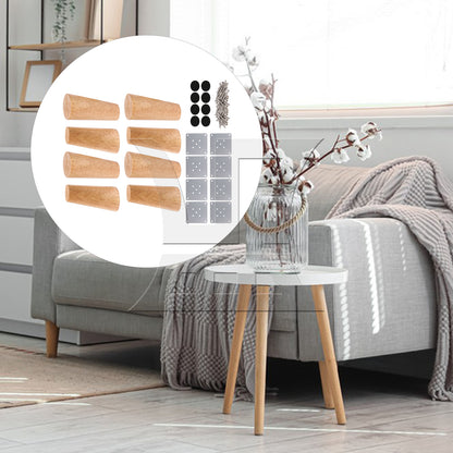 BQLZR 8Pcs Solid Wood Color Furniture Leg 4.72x2.28x1.49inch & Plate & Screw & Pad