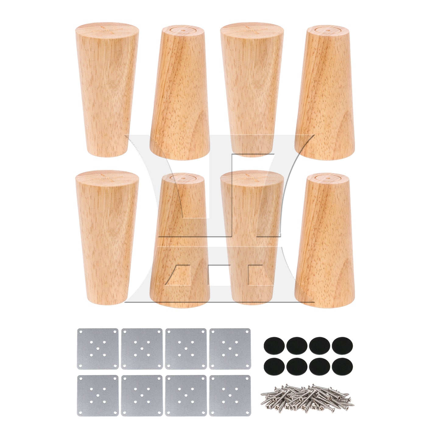 BQLZR  Solid Wood Color Round Furniture Leg 4.72x1.57x2.36inch & Mouting Part