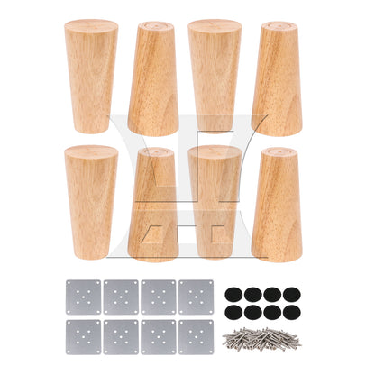 BQLZR  Solid Wood Color Round Furniture Leg 4.72x1.57x2.36inch & Mouting Part