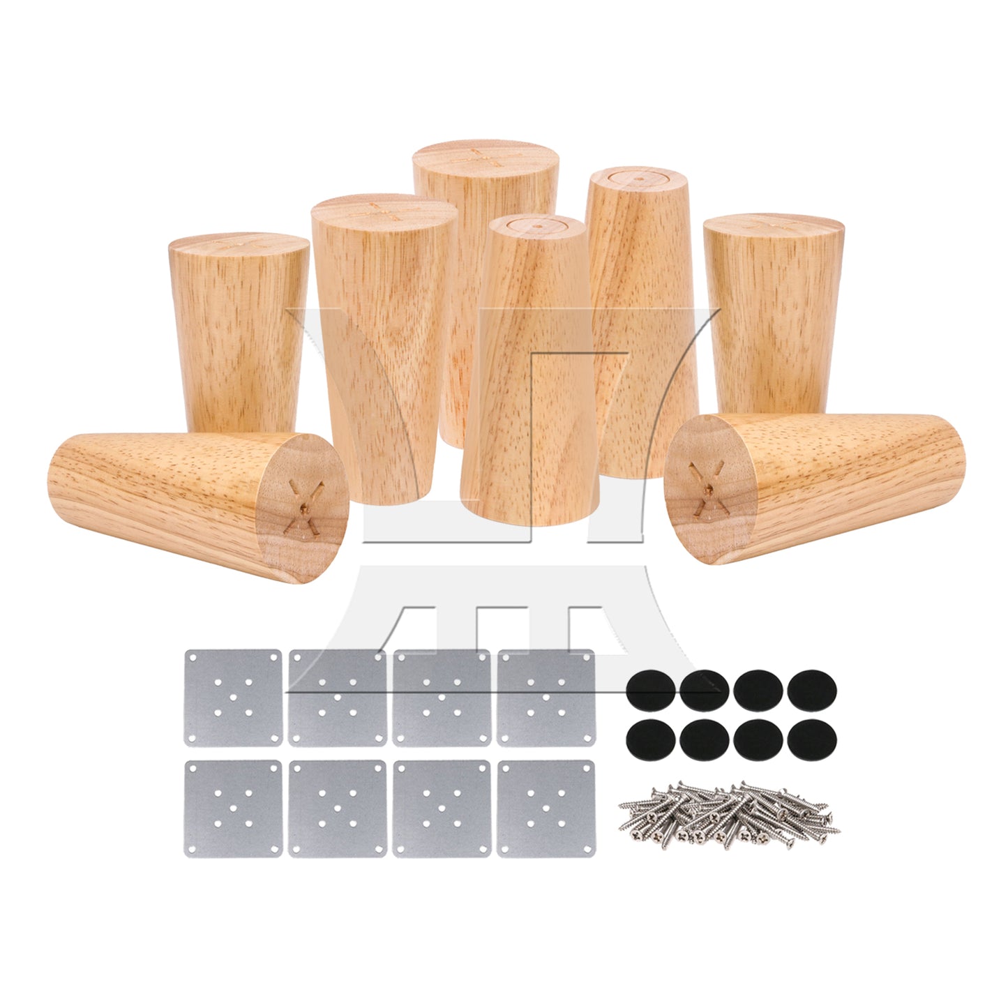BQLZR  Solid Wood Color Round Furniture Leg 4.72x1.57x2.36inch & Mouting Part