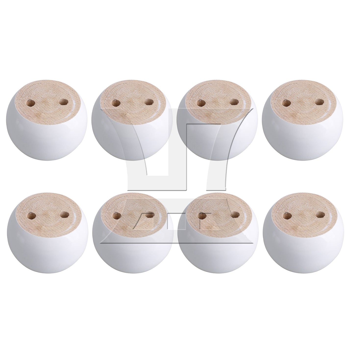 BQLZR White Eucalyptus-Wood Round Furniture Legs Feet 100kg Bearing Lifter 8x5cm