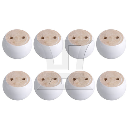 BQLZR White Eucalyptus-Wood Round Furniture Legs Feet 100kg Bearing Lifter 8x5cm