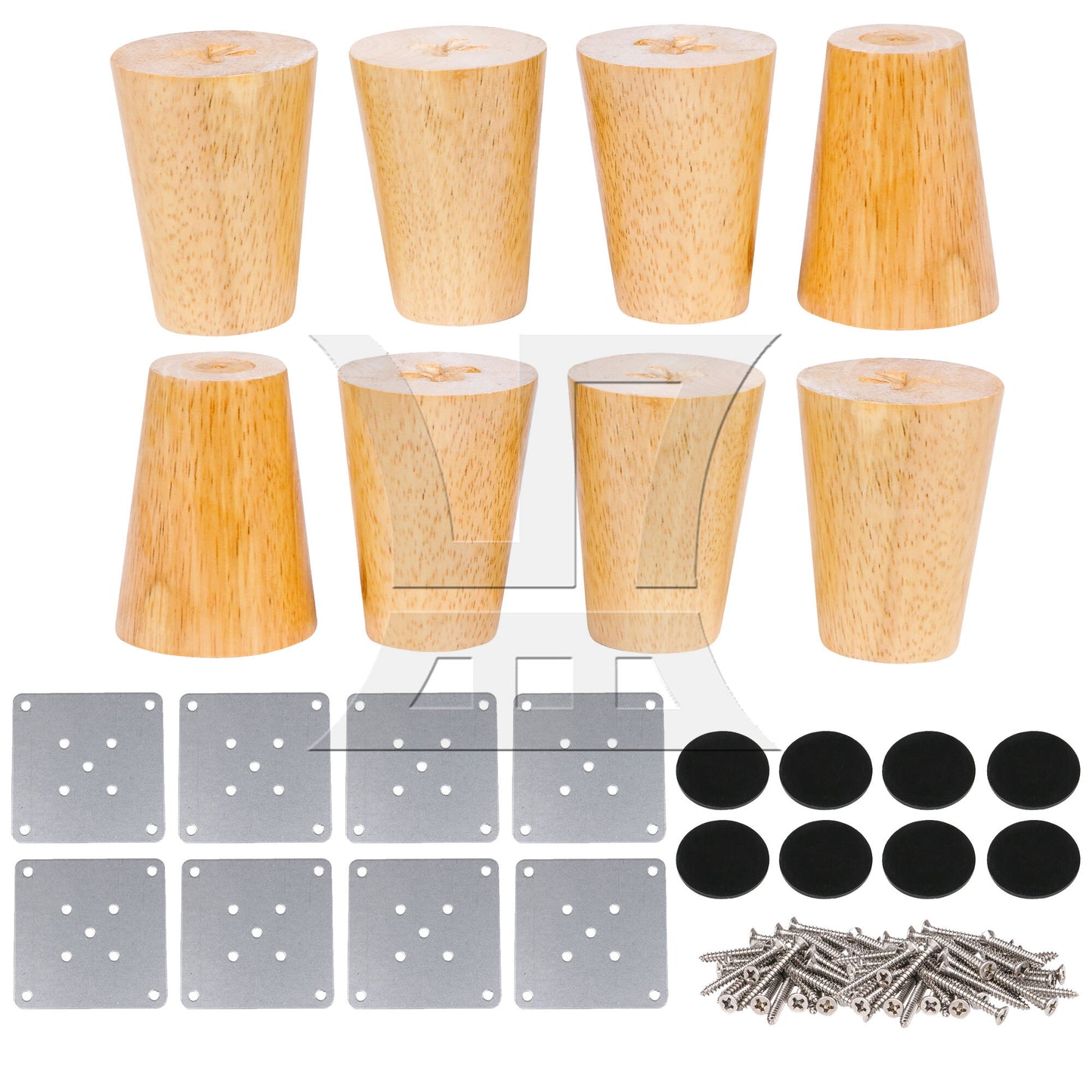 BQLZR 8 Pieces Wood Color Round Furniture Leg 3.15x2.28x1.5inch with Mouting Part
