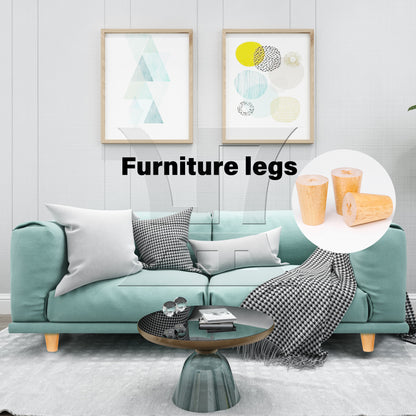 BQLZR 8 Pieces Wood Color Round Furniture Leg 3.15x2.28x1.5inch with Mouting Part