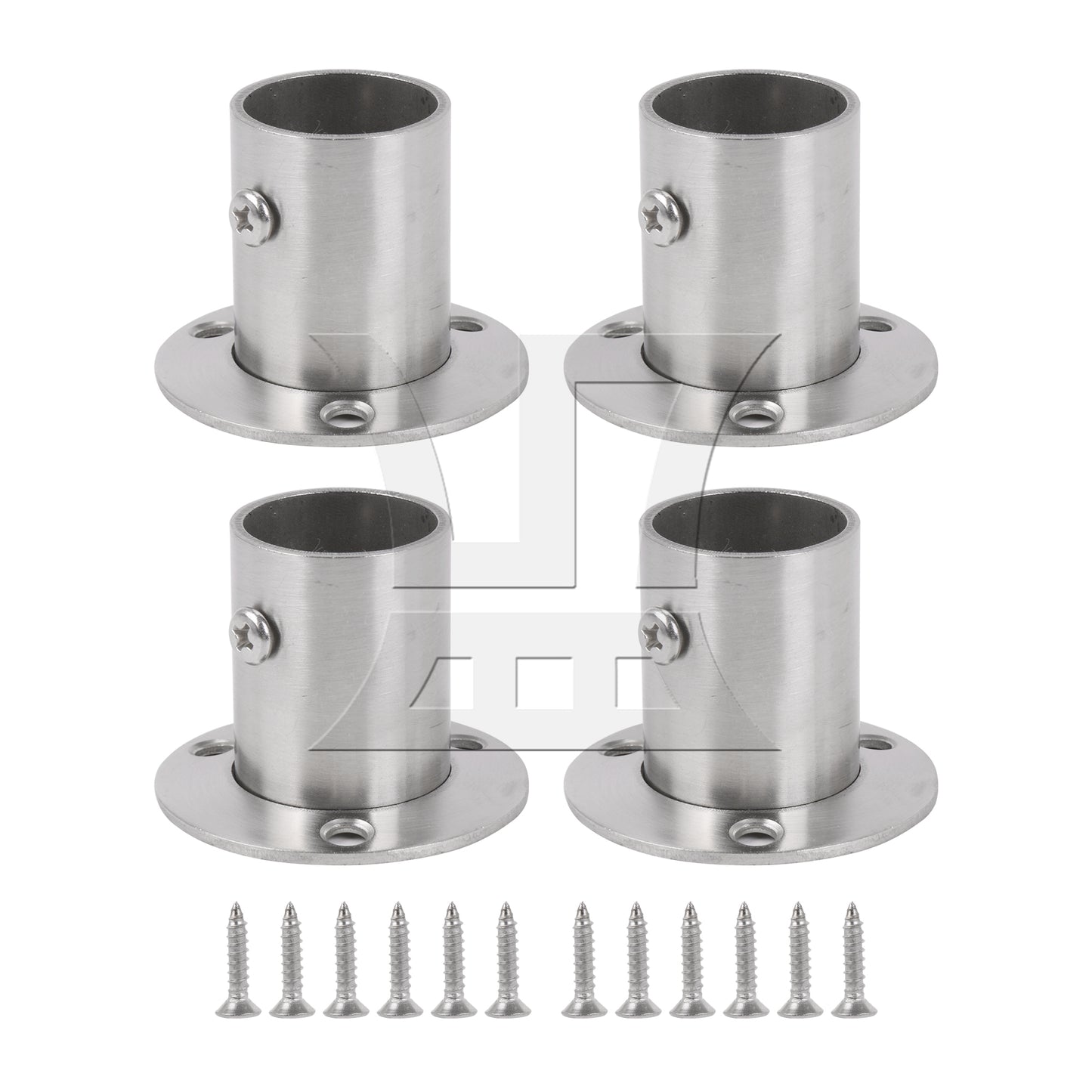 BQLZR  Silver Stainless Steel Closet Rod Flange Socket Holder For 25mm Pipe