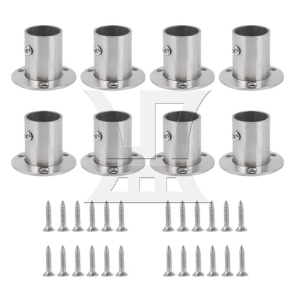 BQLZR  Silver Stainless Steel Closet Rod Flange Socket Holder For 25mm Pipe