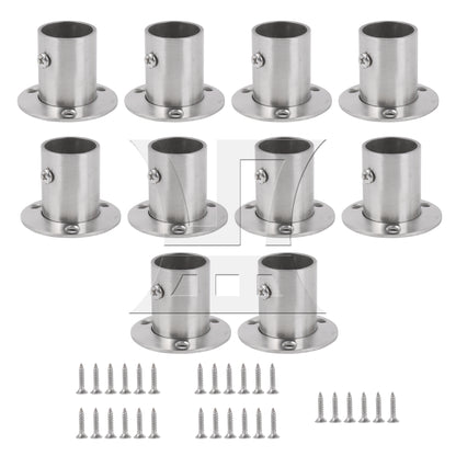 BQLZR  Silver Stainless Steel Closet Rod Flange Socket Holder For 25mm Pipe