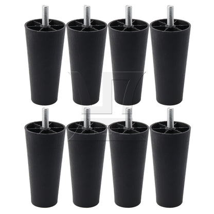 BQLZR Round Tapered Black Plastic Furniture Legs for Sofa 120x 60 x 38mm