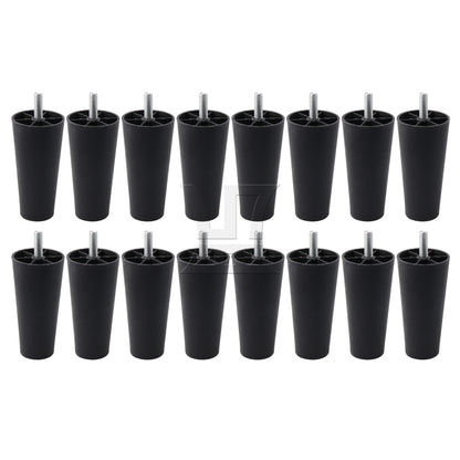 BQLZR Round Tapered Black Plastic Furniture Legs for Sofa 120x 60 x 38mm