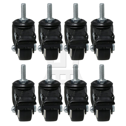 BQLZR 1.5" Plate Swivel Caster Wheels Brake M8 Thread Stem for Rack Shelf