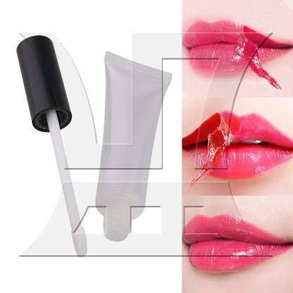BQLZR Transparent Plastic 15ml Empty Lip Gloss Balm Soft Tube Black Cap