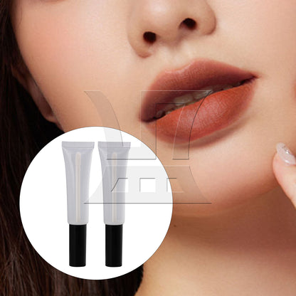 BQLZR Transparent Plastic 15ml Empty Lip Gloss Balm Soft Tube Black Cap