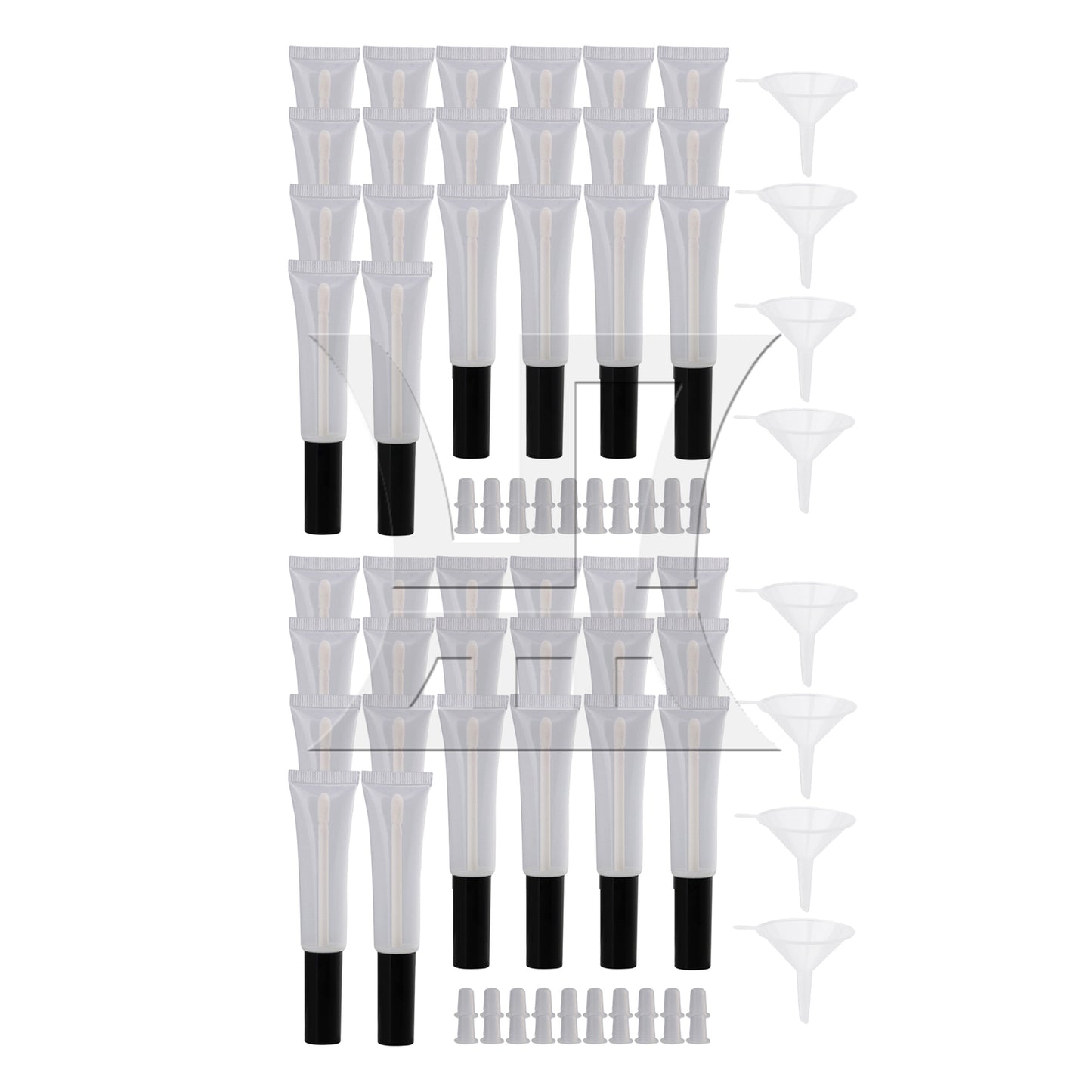 BQLZR Transparent Plastic 15ml Empty Lip Gloss Balm Soft Tube Black Cap