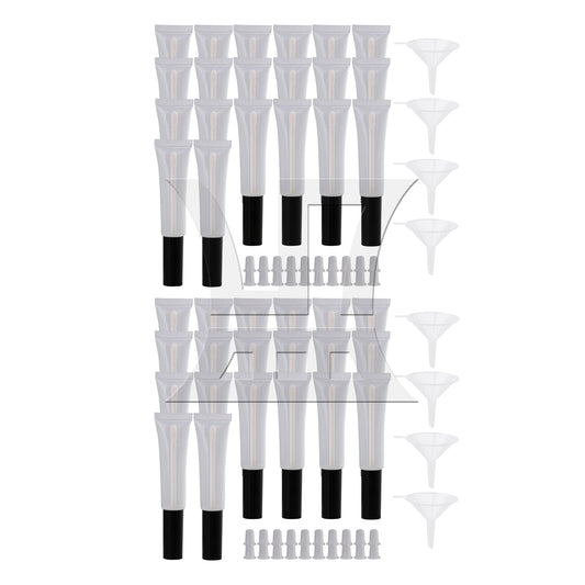BQLZR Transparent Plastic 15ml Empty Lip Gloss Balm Soft Tube Black Cap