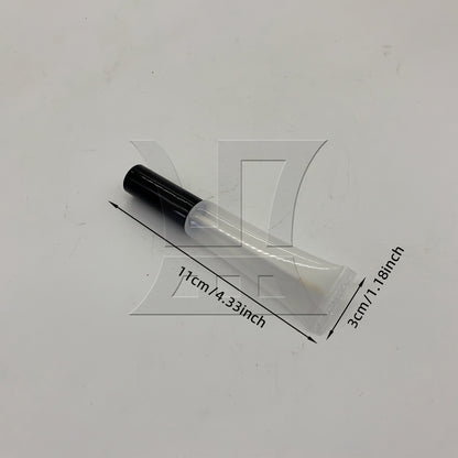 BQLZR Transparent Plastic 15ml Empty Lip Gloss Balm Soft Tube Black Cap