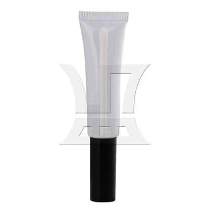BQLZR Transparent Plastic 15ml Empty Lip Gloss Balm Soft Tube Black Cap