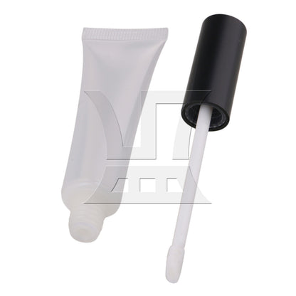 BQLZR Transparent Plastic 15ml Empty Lip Gloss Balm Soft Tube Black Cap