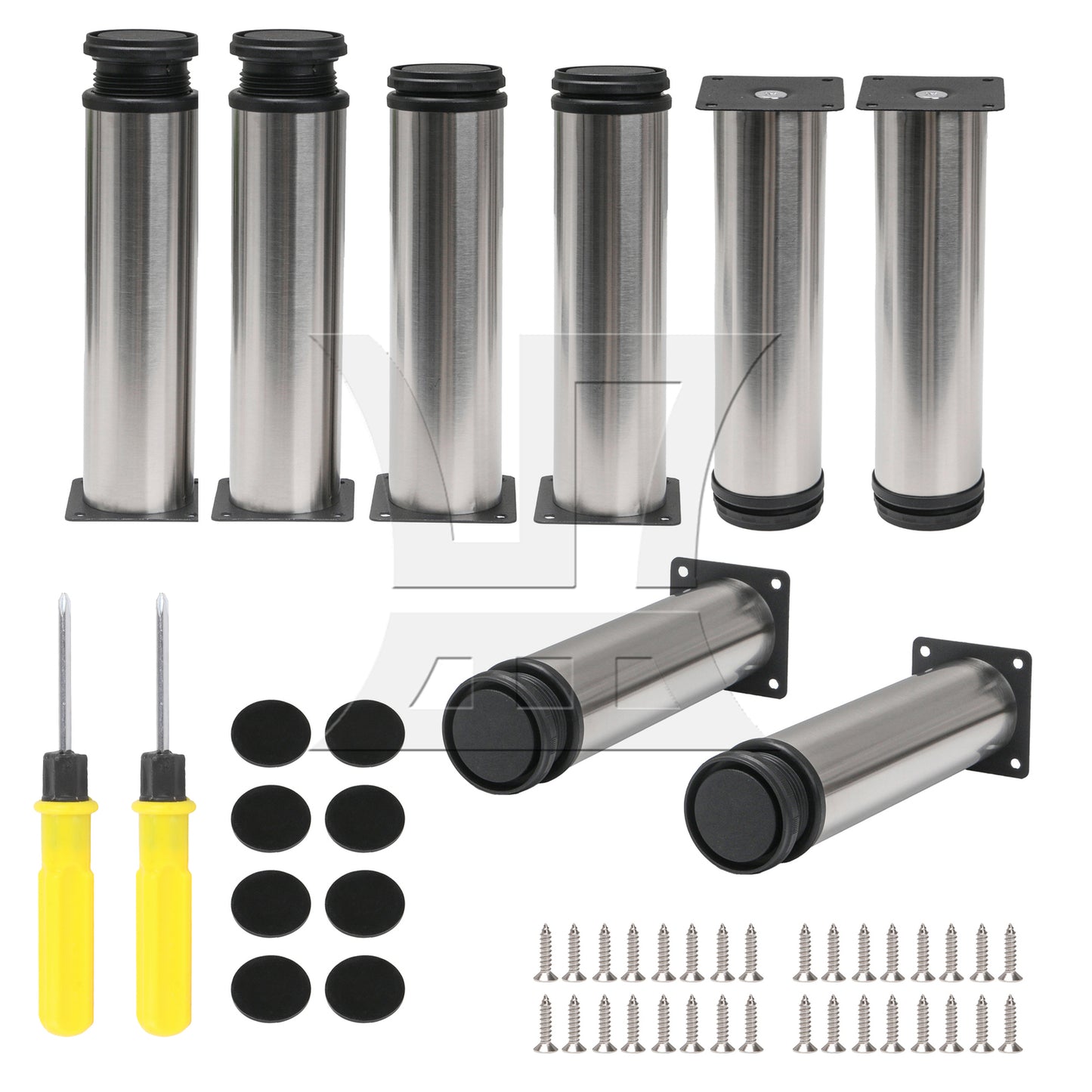 BQLZR Adjustable Stainless Steel Furniture Legs w/ Feet Pad 1.97" x 7.87"