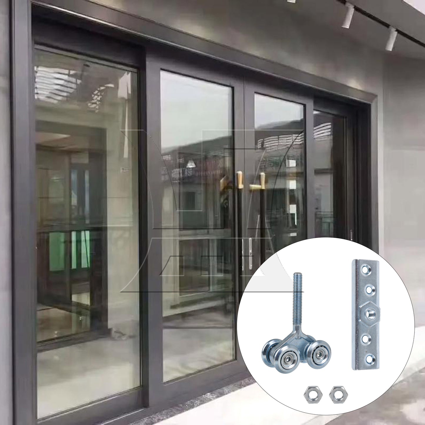 BQLZR  Sliding Roller Hanging Door Rail Trolley Double Wheel H4-3 Silver