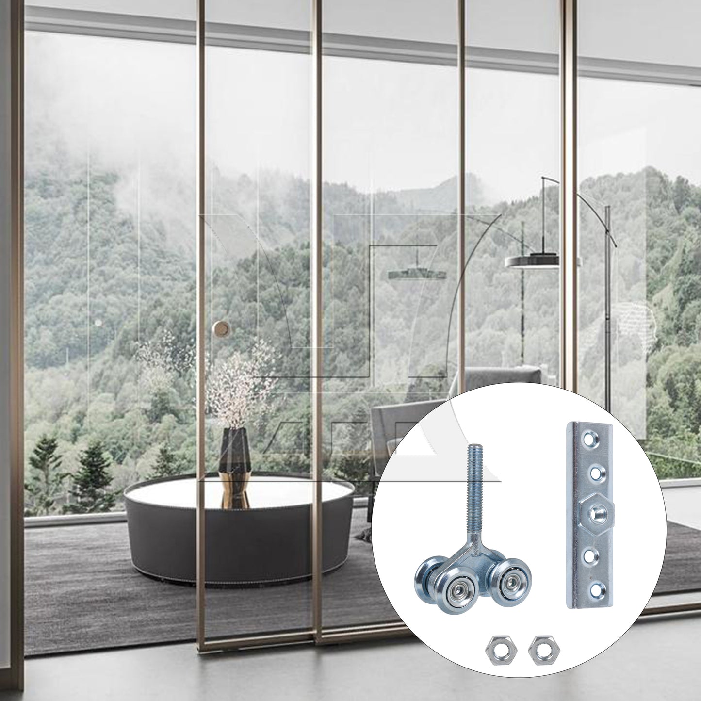 BQLZR  Sliding Roller Hanging Door Rail Trolley Double Wheel H4-3 Silver