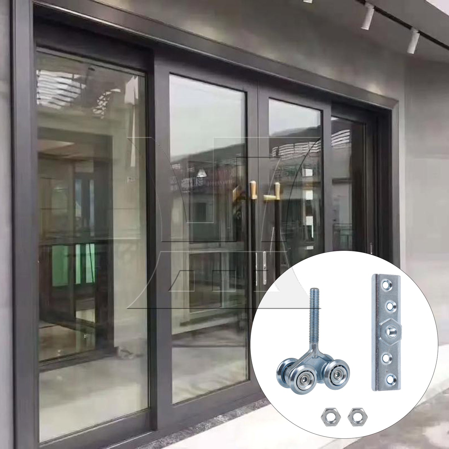 BQLZR  Sliding Roller Hanging Door Rail Trolley Double Wheel H4-3 Silver