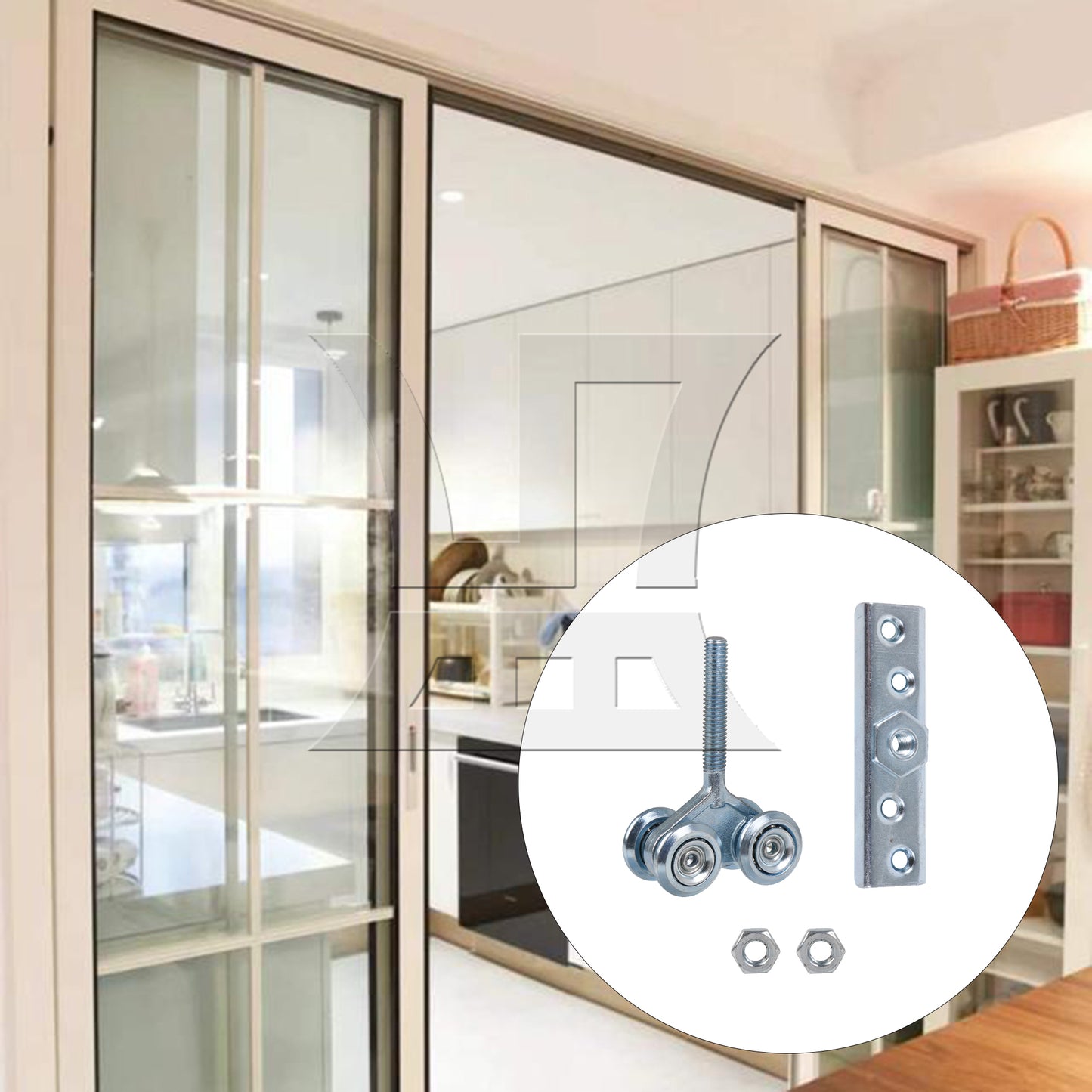 BQLZR  Sliding Roller Hanging Door Rail Trolley Double Wheel H4-3 Silver
