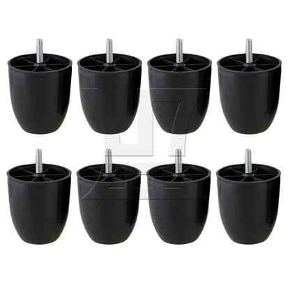 BQLZR  Cylinder Black Plastic Furniture Legs Feet for Sofa 80 x 73 x 45mm BQLZR