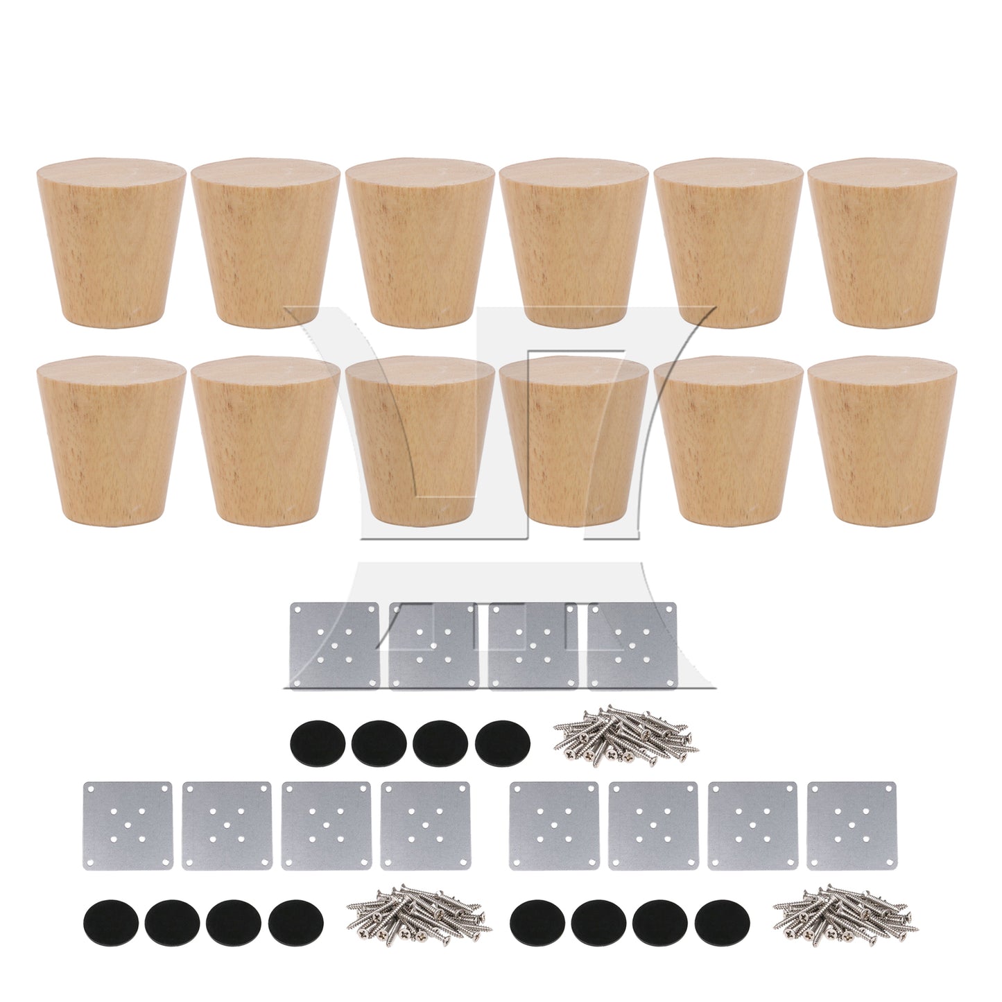 BQLZR Wooden Furniture Legs Feet w/ Plates for Sofa Tea Table 60x60x37mm