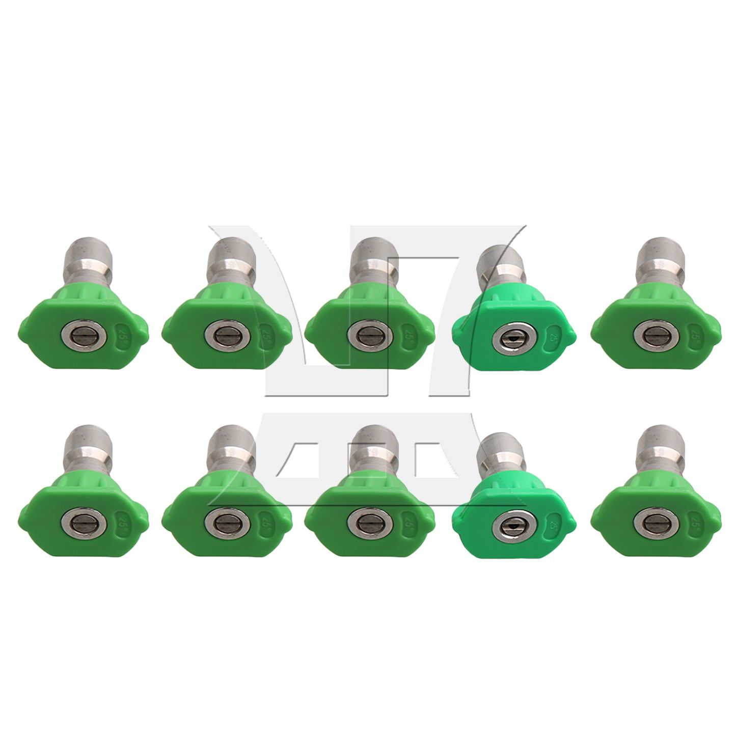 BQLZR Green High Pressure Spray Nozzles Tips 5 Apertures 25 Degree 1/4" Hole Dia
