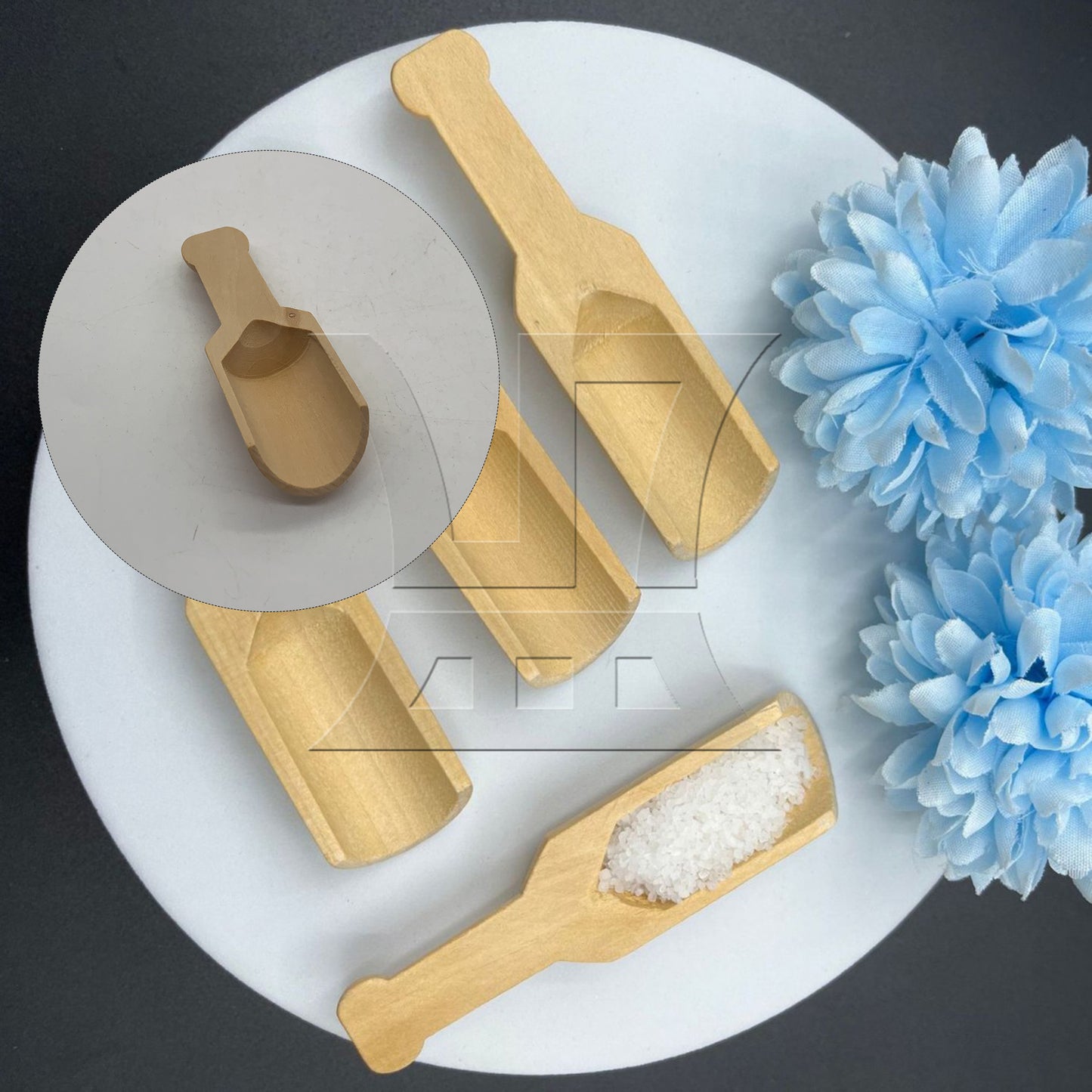 BQLZR 9.5x3.4cm Wood Color Natural Wooden Wood Salt Spoon Spice Spoons