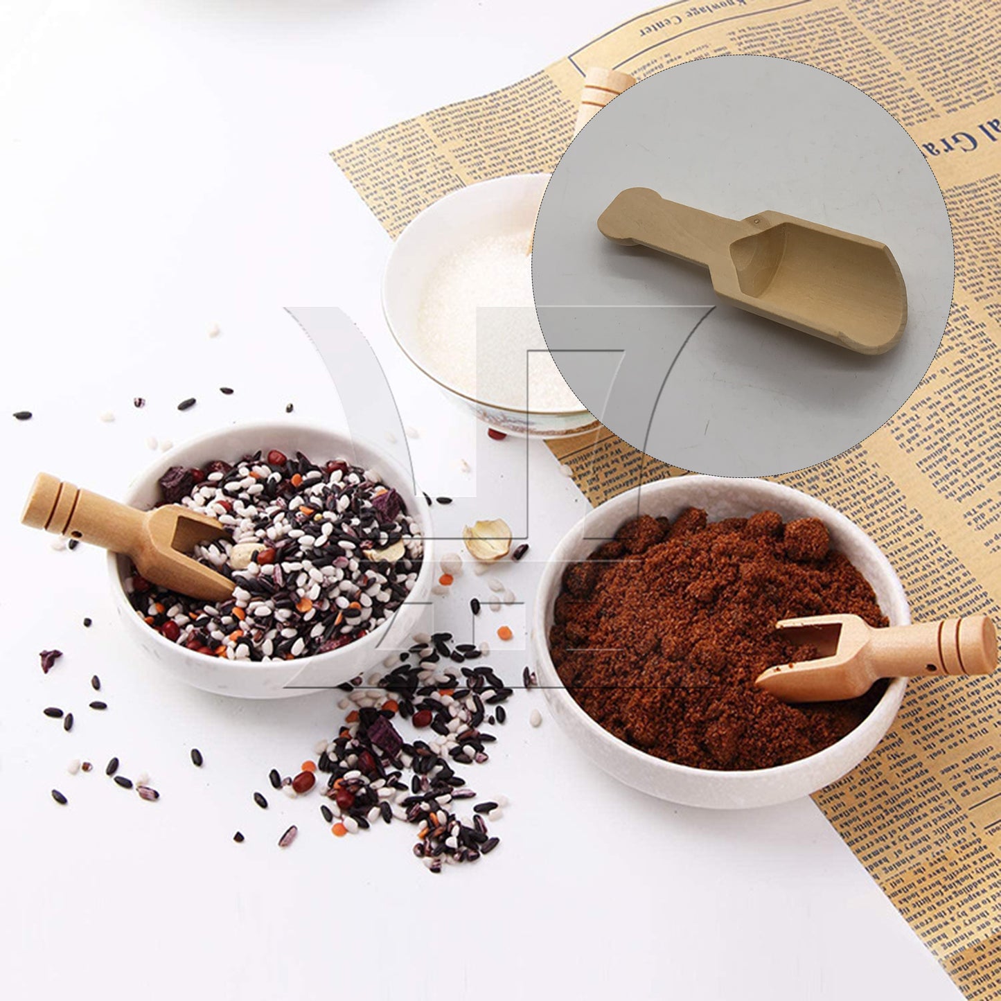 BQLZR 9.5x3.4cm Wood Color Natural Wooden Wood Salt Spoon Spice Spoons