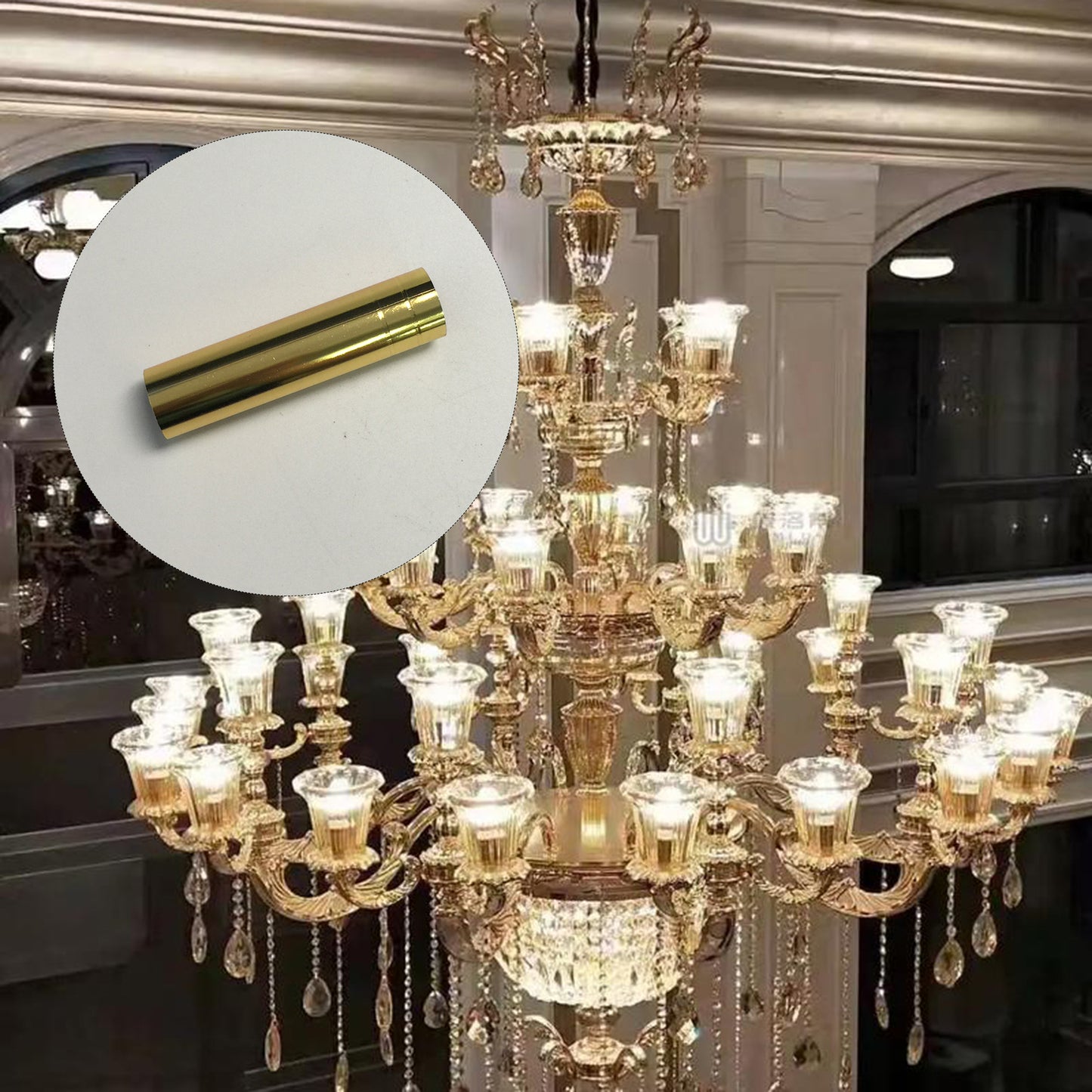 BQLZR Golden Chandelier Candle Light Covers for E14 Lamp Holder 10x2.5cm