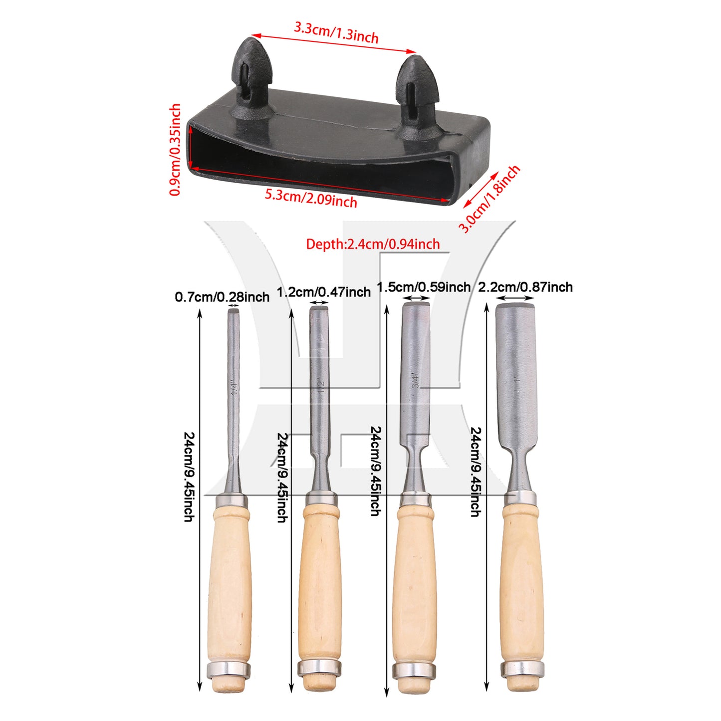 BQLZR 50Pcs Plastic Black Bed Slat Holder 55mm and 4Pcs Wood Chisel Replacement Kit