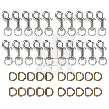 BQLZR 90mm 304 Stainless Steel Swivel-Eye Bolt Snap Hook Round Swivel Silver