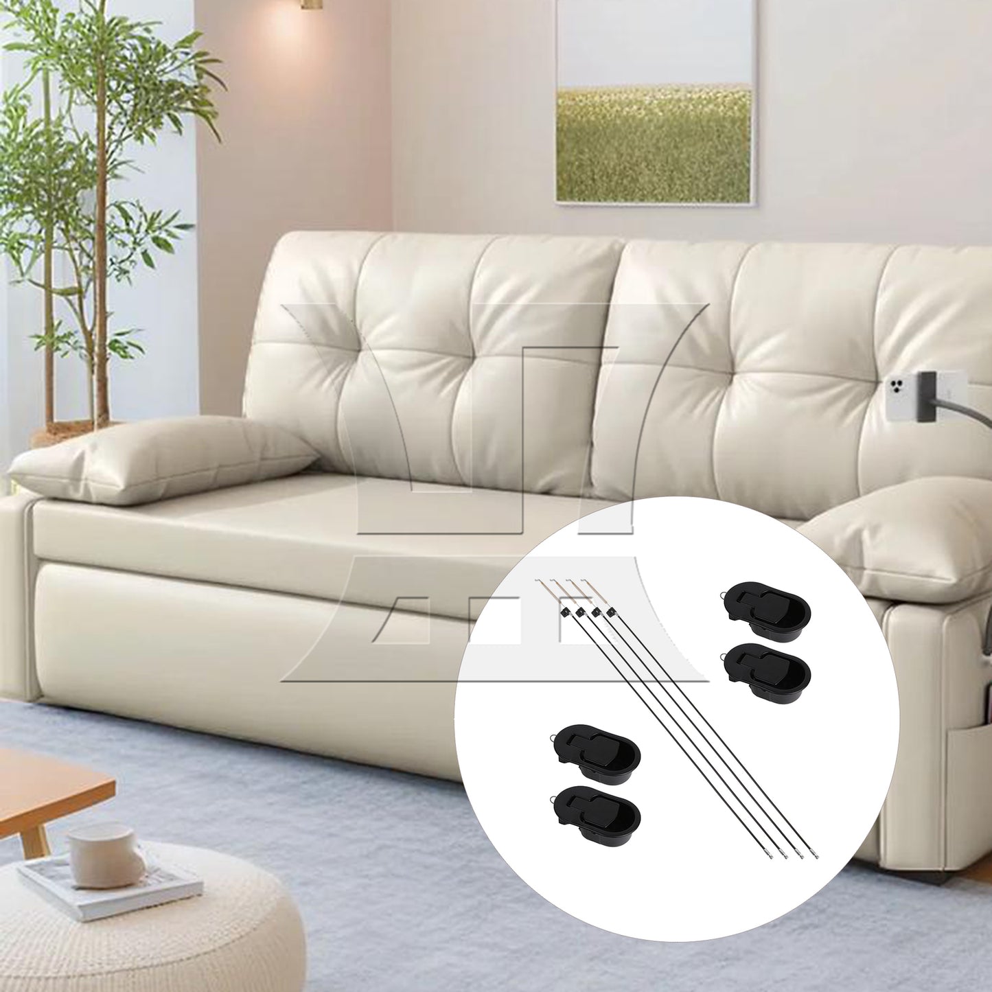 BQLZR Universal Black Metal Pull Recliner Handle with 4 Pieces Cable for Sofa