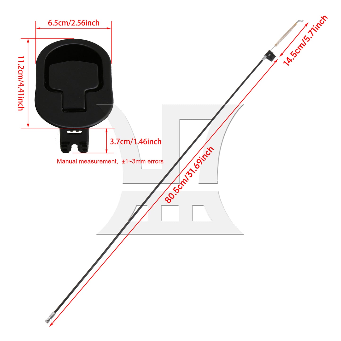 BQLZR Universal Black Metal Pull Recliner Handle with 4 Pieces Cable for Sofa