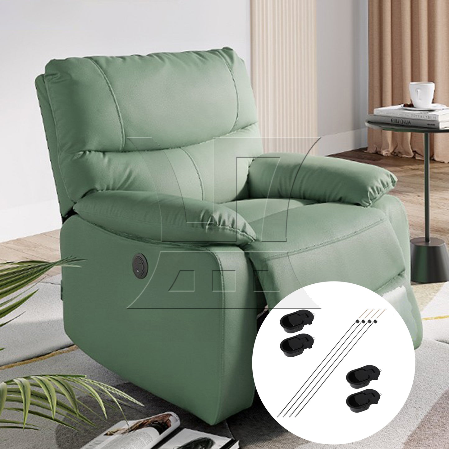 BQLZR Universal Black Metal Pull Recliner Handle with 4 Pieces Cable for Sofa