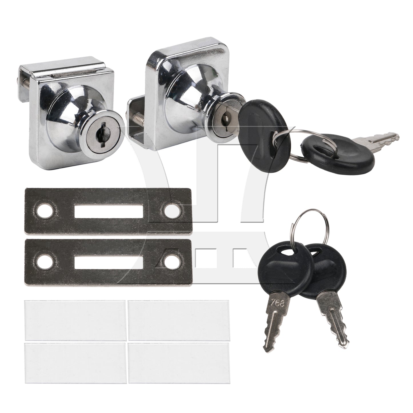 BQLZR Display Cabinet Door Lock 1.38x1.18inch Silver Stainless Steel w/ 4Pcs Key