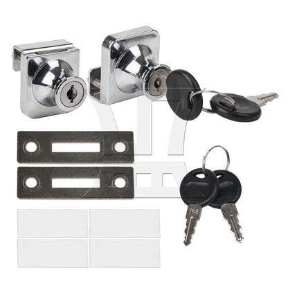 BQLZR Display Cabinet Door Lock 1.38x1.18inch Silver Stainless Steel w/ 4Pcs Key