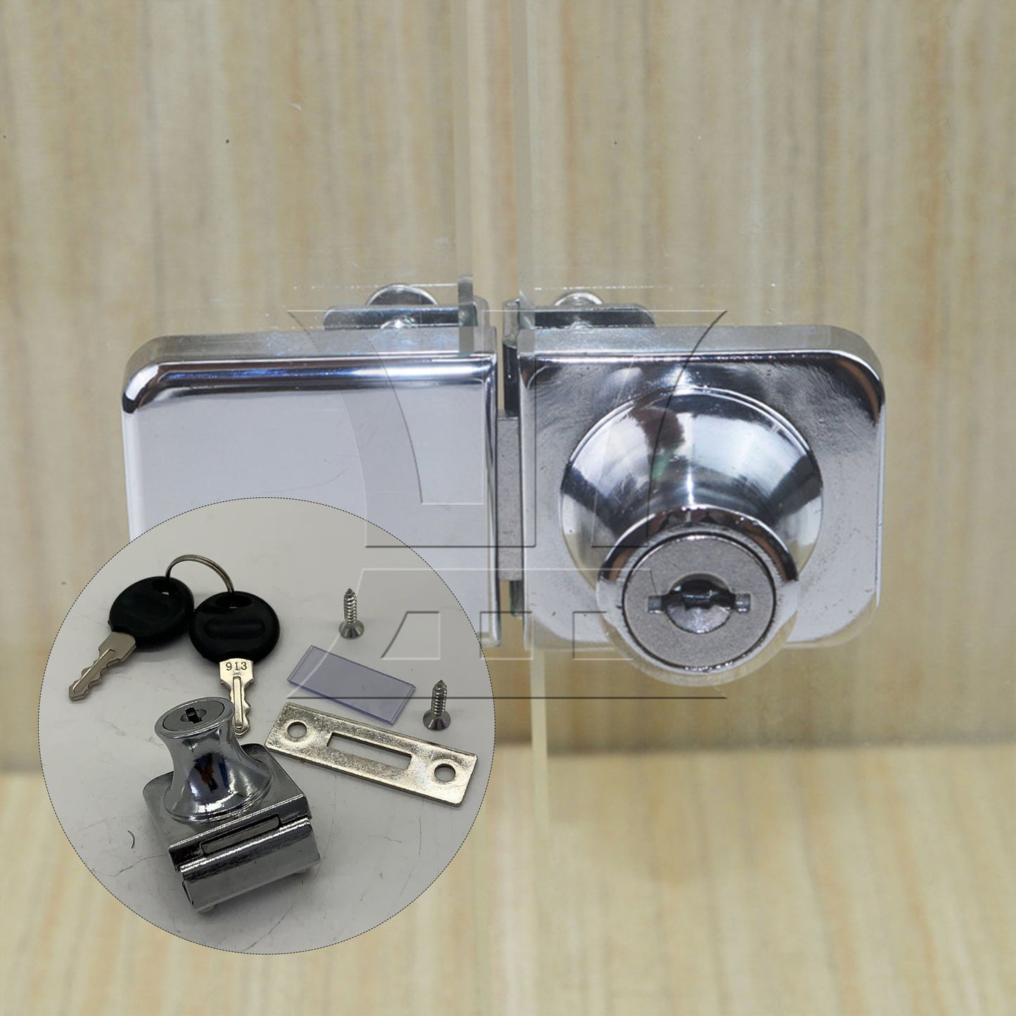 BQLZR Display Cabinet Door Lock 1.38x1.18inch Silver Stainless Steel w/ 4Pcs Key