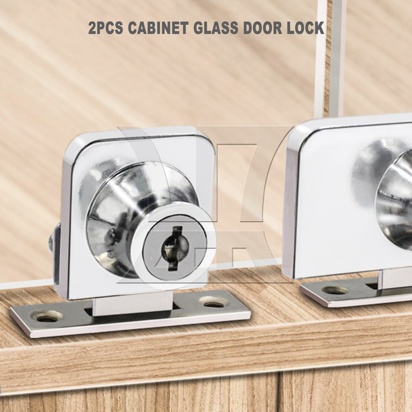 BQLZR Display Cabinet Door Lock 1.38x1.18inch Silver Stainless Steel w/ 4Pcs Key