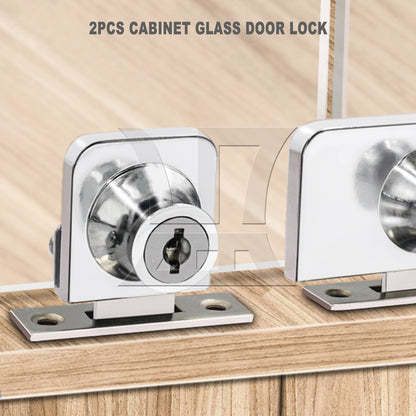 BQLZR Display Cabinet Door Lock 1.38x1.18inch Silver Stainless Steel w/ 4Pcs Key